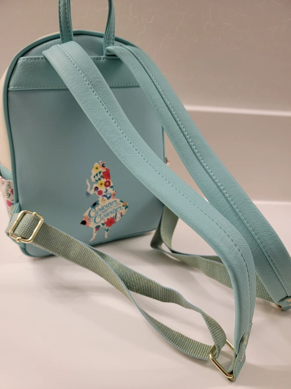 Loungefly Cream & Teal Alice in Wonderland Character Mini Backpack